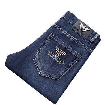 Jeans Wholesale Elastic Slim Fit Small Straight Tube Versatile Light Luxury Men's Jeans Elastic Fashion Casual Pants