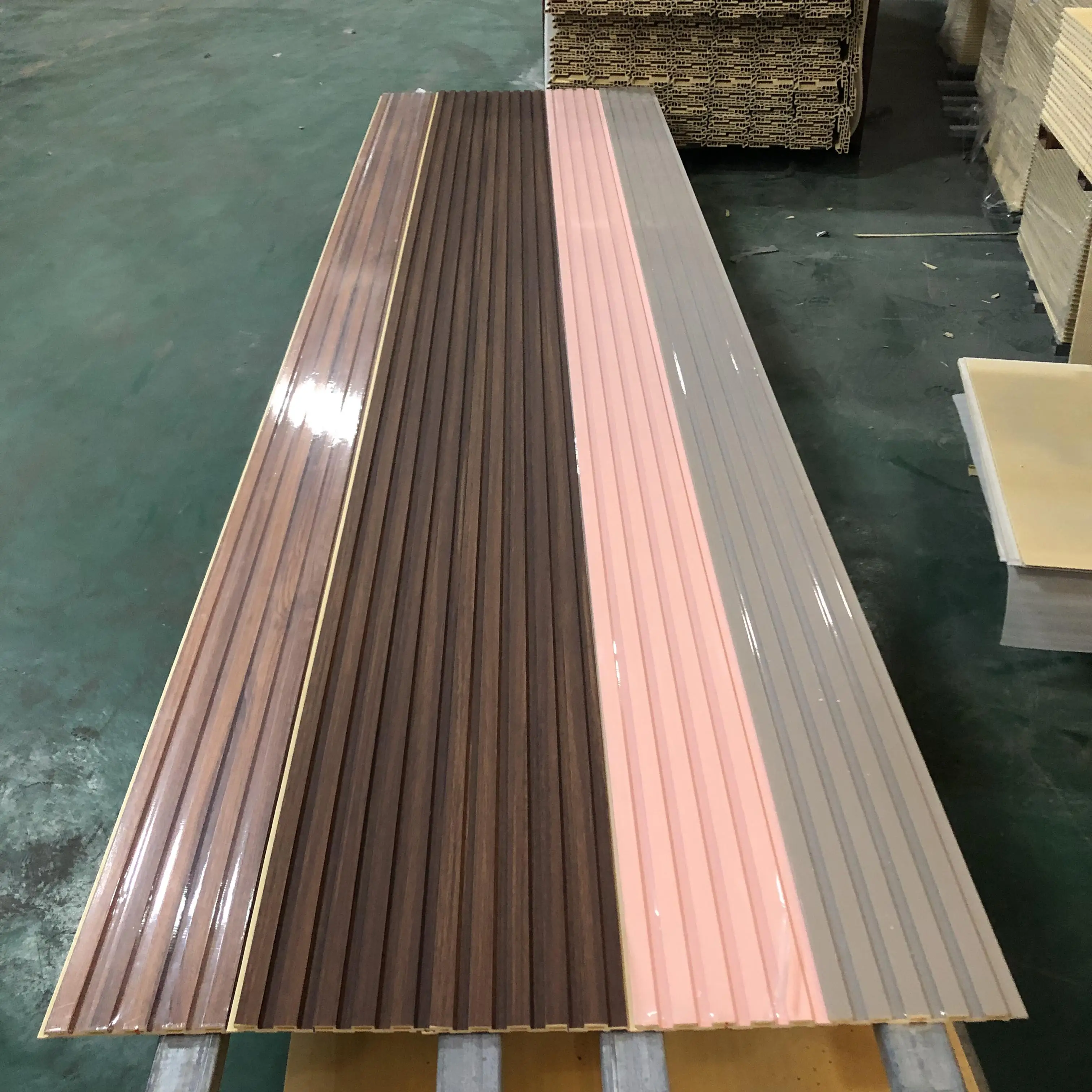 Melinco Wooden Effect Laminating Pvc Ceiling and Wall Panel 9mm Wpc Fluted Panel Singapore Philippines Colombia Mexico Brazil