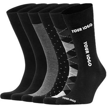 Business Cotton Custom Logo High Quality Dress Socks Crew Socks Manufacturer Wholesale Men Black Dress Socks for Men