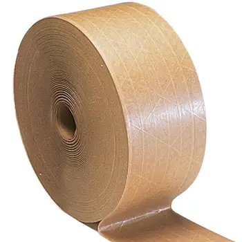 Packing Brown Gummed Water Activated Fiber Reinforced Kraft Paper Tape Roll Customized Logo