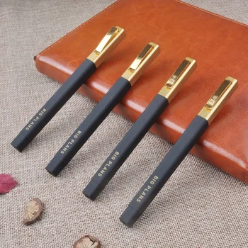 High quality luxury gold clip rubber square hotel ball pen with custom logo
