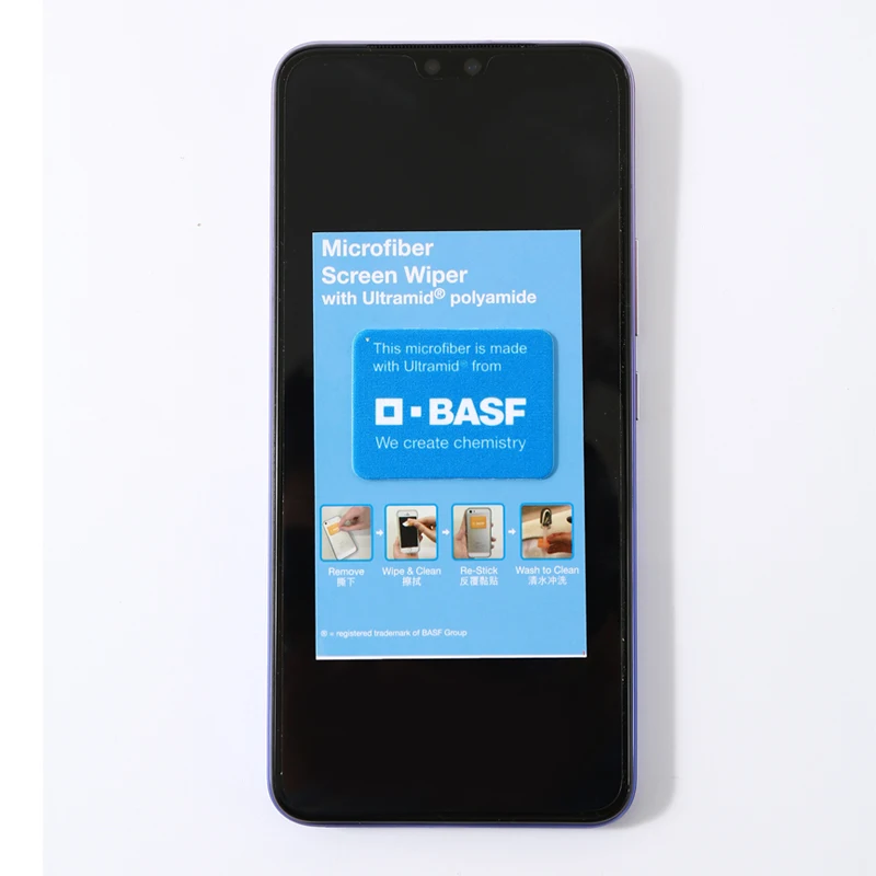 Customized Logo Hand Phone Microfiber Cloth Sticky Screen Cleaner Sticker With Paper Card Printed Adhesive Mobile Phone Cleaner