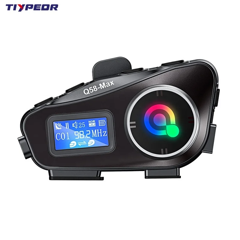 TIYPEOR Motorcycle Helmet BT Intercom LED Lighting Supports Multi-Scene Mixed Music Sharing Intercom Distance 500 Meters