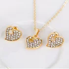 Earrings Necklace Gold Plated Crystal Heart Cuff Bracelet Earrings Necklace Ring Bridal Women Accessories Dubai Jewelry Sets Jewellery