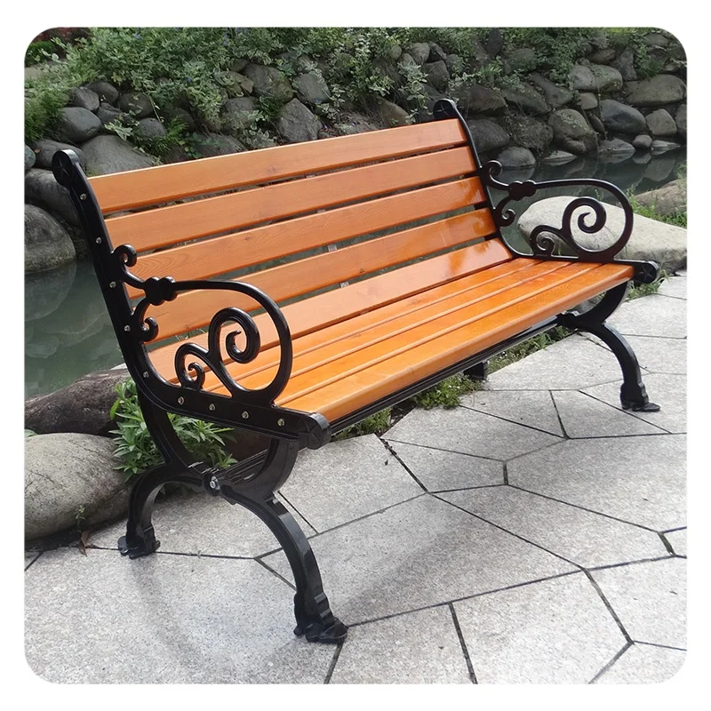 Outdoor bench Anti-corrosive wooden backrest bench for Patio Community Outdoor Square Public Use