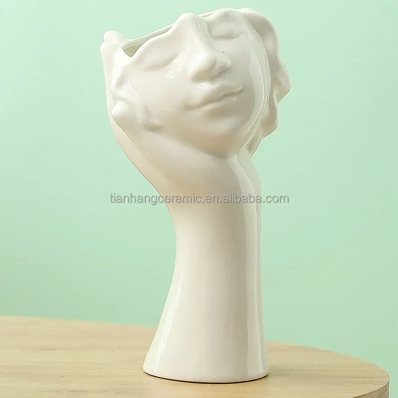 Nordic style porcelain Human face Flower Vase Modern Home Office Decor of Creative living room desktop Ornament ceramics vase.jpg