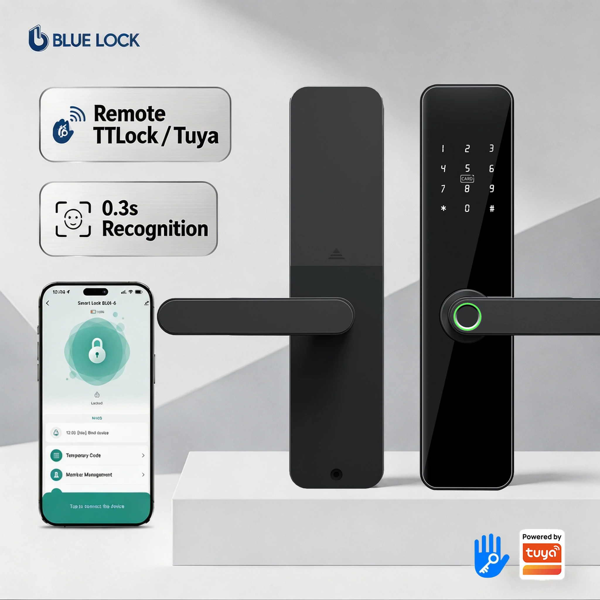 Bluelock TTlock Smart Door Lock Tuya Digital Fingerprint Wi-Fi RFID Universal Fit Wooden Door Lock Aluminum Alloy Safe Quality