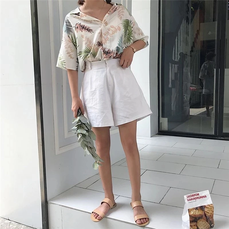 Source Print Shirt Summer New Female Hawaiian Fashion Floral Short Sleeve Shirts  Ladies Loose Casual Tops Chiffon Blouses on m.