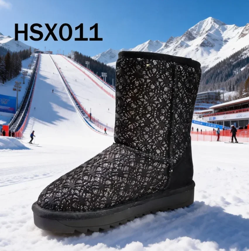 ZYF,building a Snowman Durable Natural Suede Leather Women Snow Boots Warm Real Wool Lining Lady Winter Boots for Korea HSX011