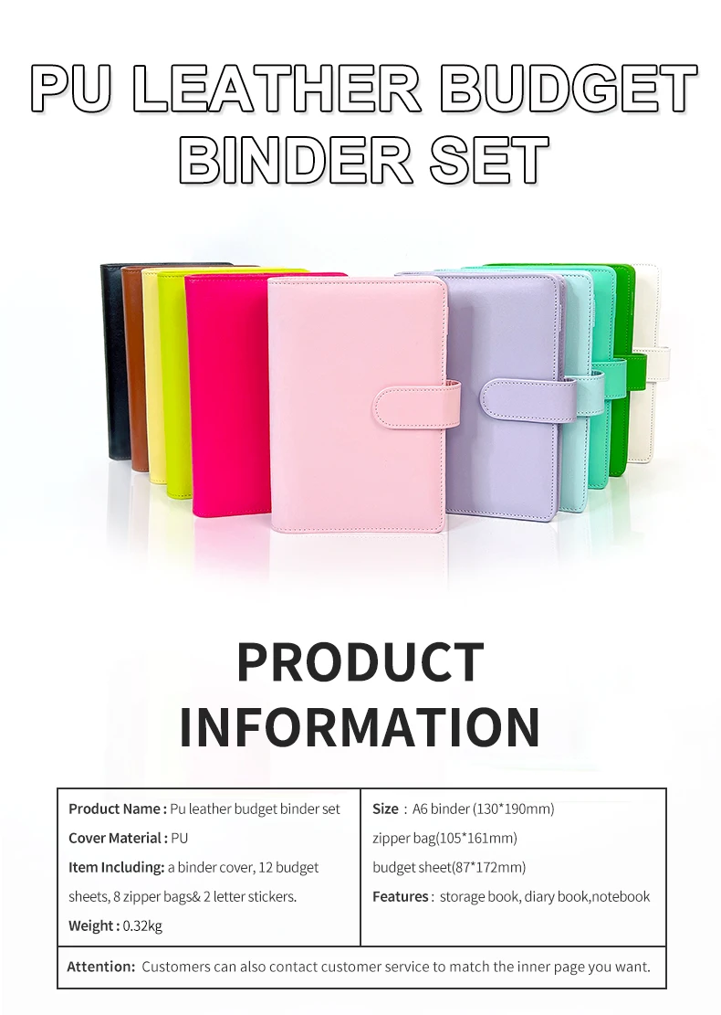 Custom Pu Leather Budget Binder Office Supplies With Buckle Notebook
