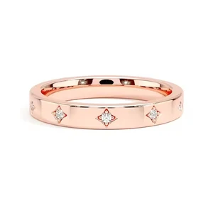 Custom 14K Rose Gold & Rhodium Plated 925 Sterling Silver Trendy White CZ Lotus Flower Wedding Bands Rings American Style