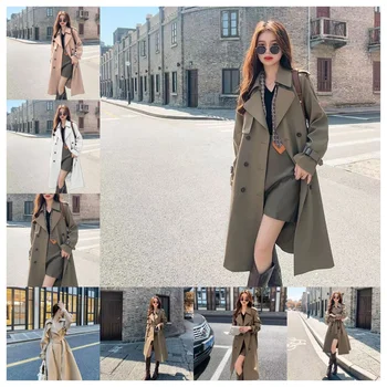 Wholesale new high quality trench coat mid-length knee-length trench coat new fall clothes goddess fan British style trench coat