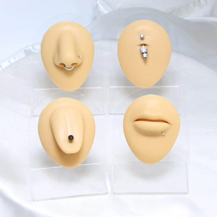 Silicone Model Tattoo Puncture Practice Simulation Human Body Part Silicone Display Ear Nose Lip Navel Silicone Piercing Model