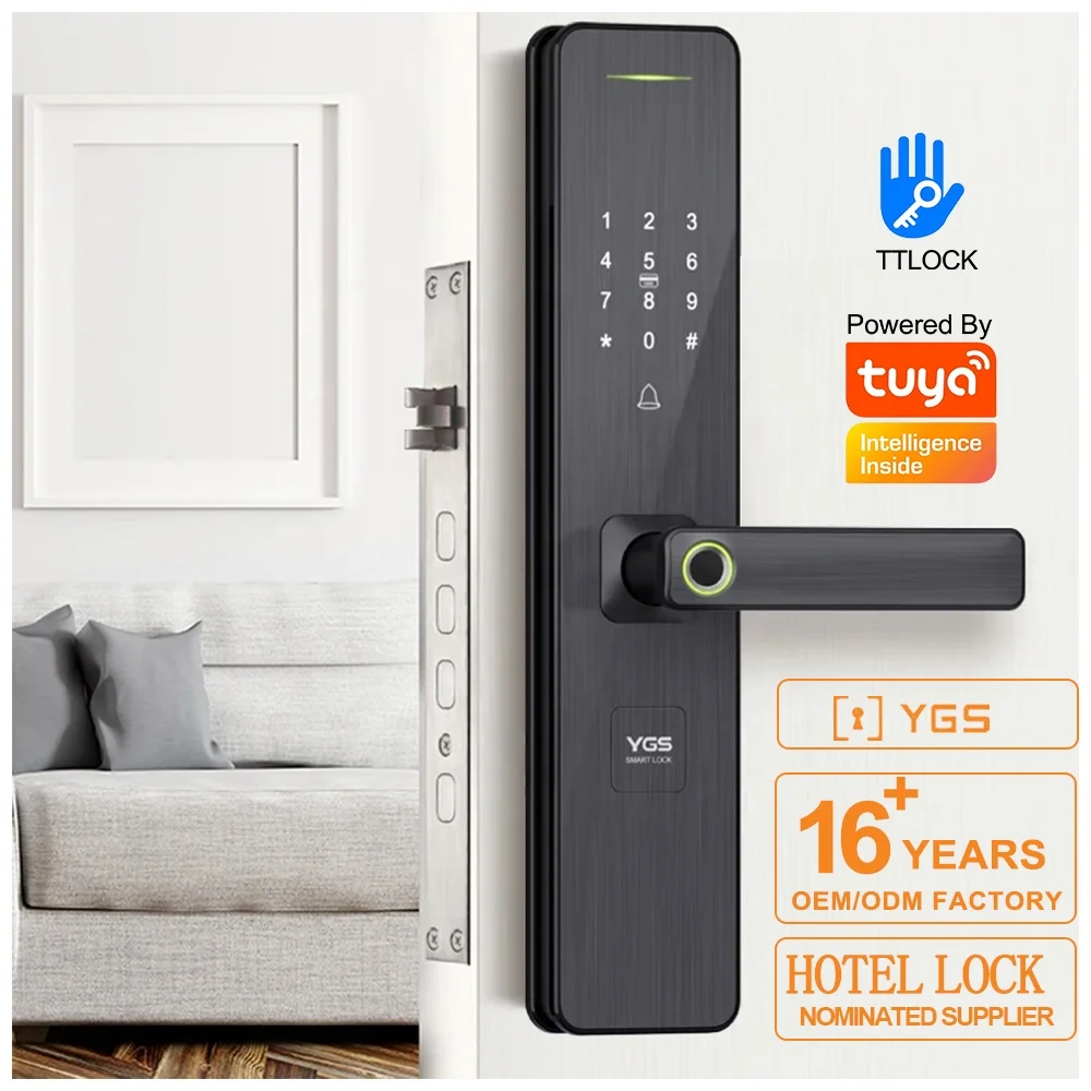 Fingerprint Digit Password Digital Door Locks Finger Silver Garage Door Smart Lock With Deadbolt Guest Access Guide Left Hand