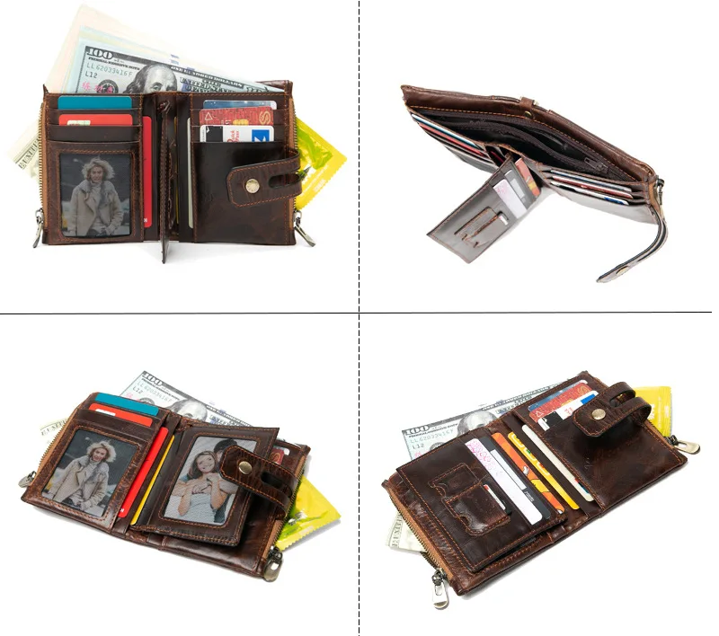 Smart Anti-Lost Wallet with Alarm Position Record (via Phone GPS) Bifold Cowhide Leather Smart Wallet for Men