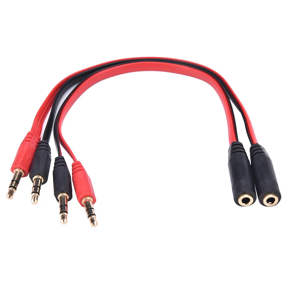 3.5mm Aux Audio Mic Splitter Cable 1 Female To 2 Male 3.5mm Female To 2