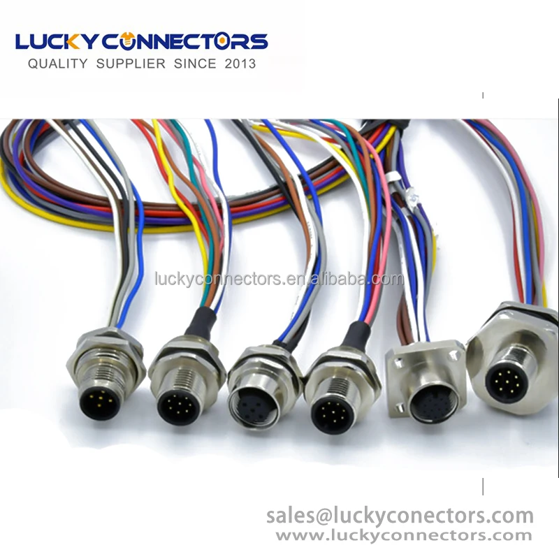 8pin Circular Thread M8 M12 Wires Connector Harness Ip68 Panel 8p