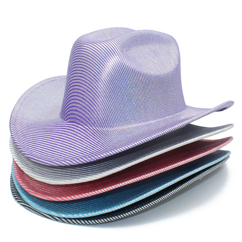 Wholesale Silver Space Holographic Western Cowgirl Cowboy Hat display picture 1