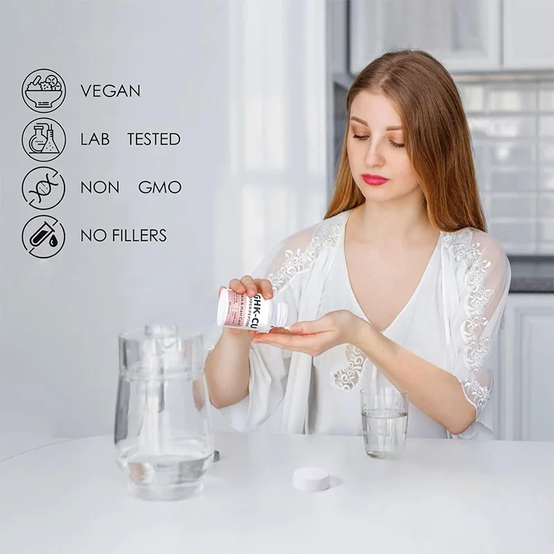ghk cu capsules dosage GHK-CU Copper Peptide 120mcg Per Capsule Supports Skin & Hair Health OEM ODM Manufacturing 4 Benefits of B12 IV Iron Type:Capsules