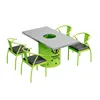 Tavolo lungo verde fluorescente 120 con quattro sedie comb-4