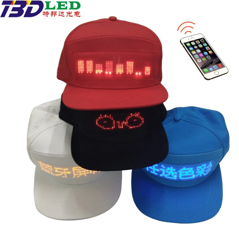 Multi Language Led Cap Light Up Scrolling Message Baseball Cap With