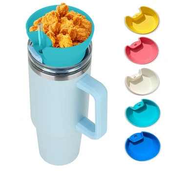 2024 New Silicone Snack Platter Snack Ring Container Plate Snack Tray Ring Holder With Straw Hole for 40oz Tumbler With Handle