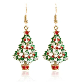 Thanksgiving Xmas Jewelry Cute Colorful Christmas Tree Earrings