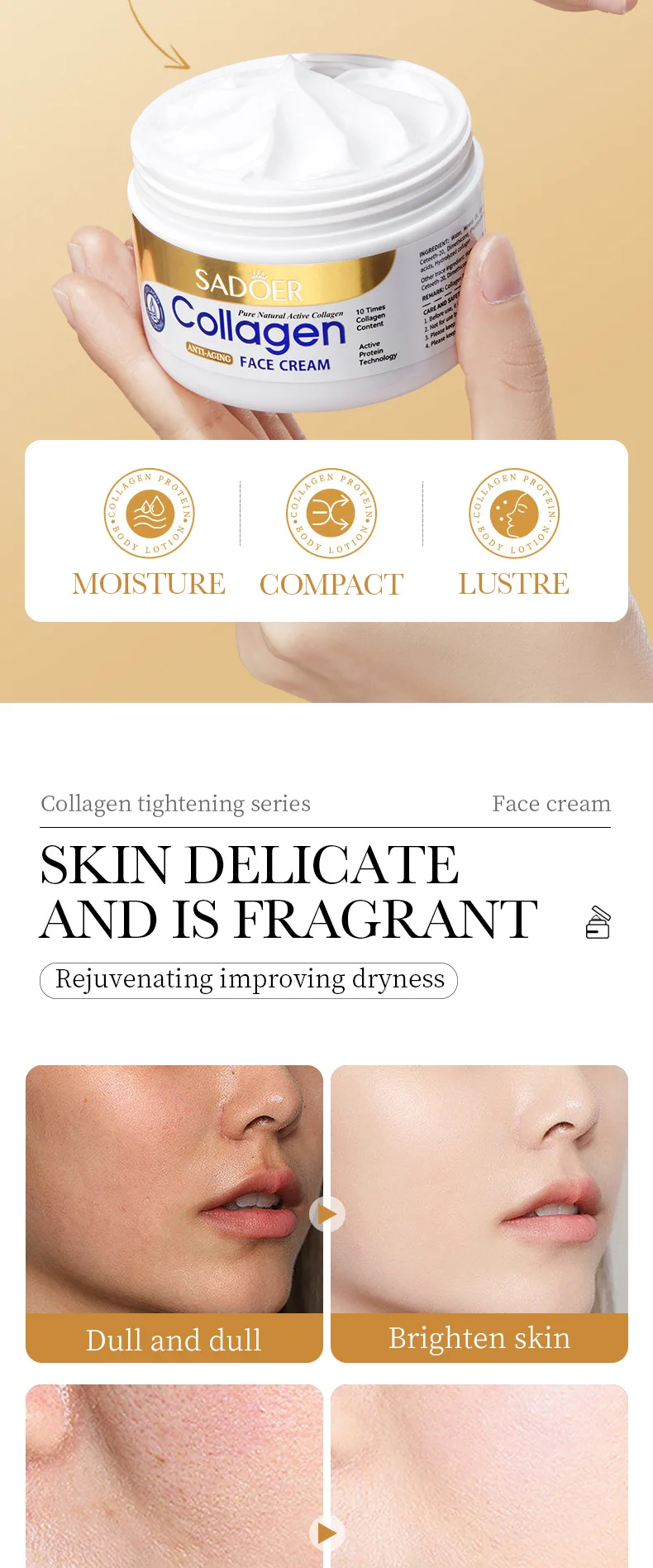 Oem Odm Vitamin C Collagen Whitening Face Cream Skin Care Repair Anti