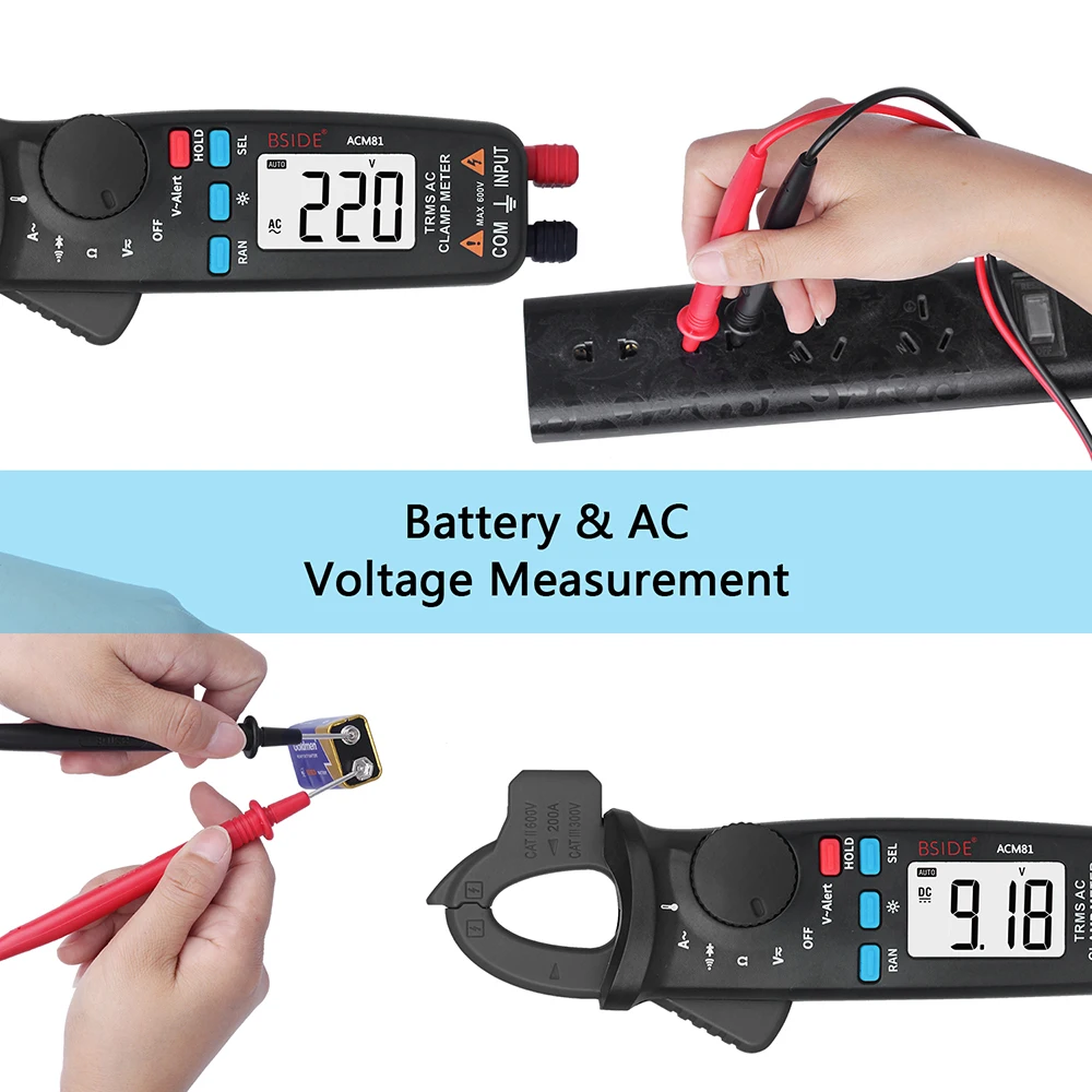 newest design 3 1/2 mini digital ac current clamp meter with true RMS V-Alert Current Test Diode Tester