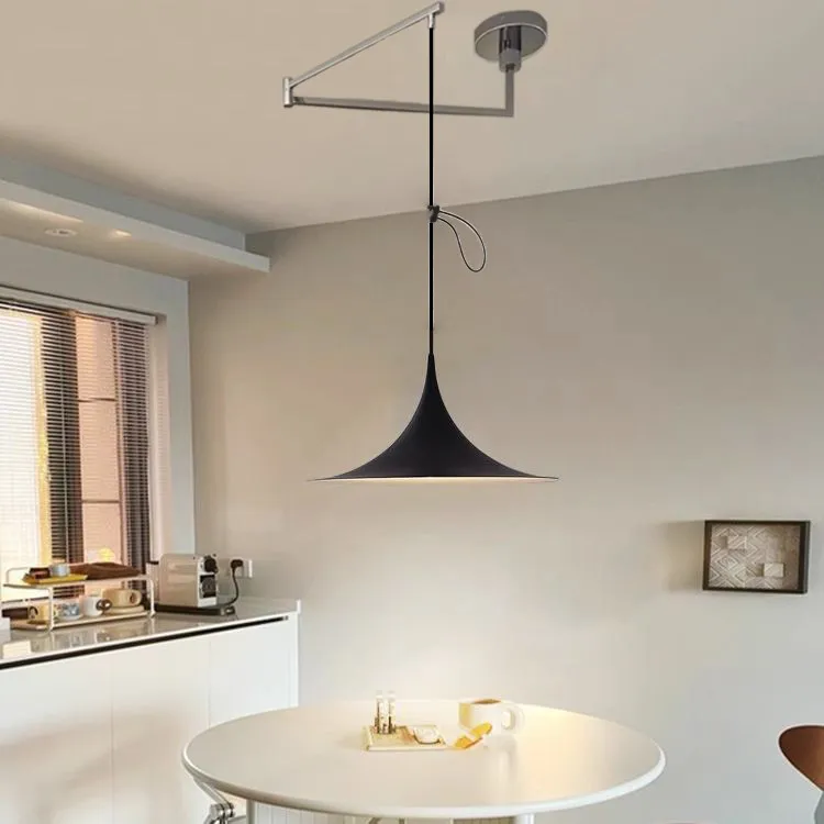 Hänglampa i fullt spektrum med justerbar riktning, aluminium, för restaurang och köksö, dansk hornlampa, minimalistisk trollhättelampa för studier, svängarm-lampa