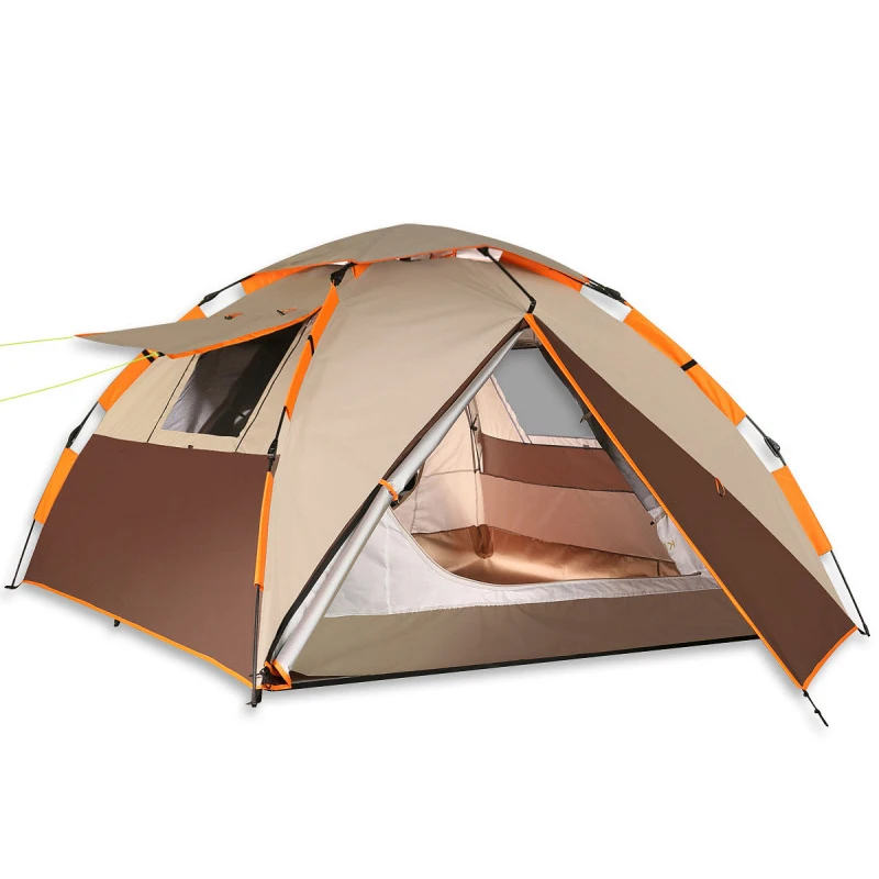 Large Easy Set Up Portable Windproof Waterproof Quick Automatic Opening One Bedroom Fiberglass Camping Tents
