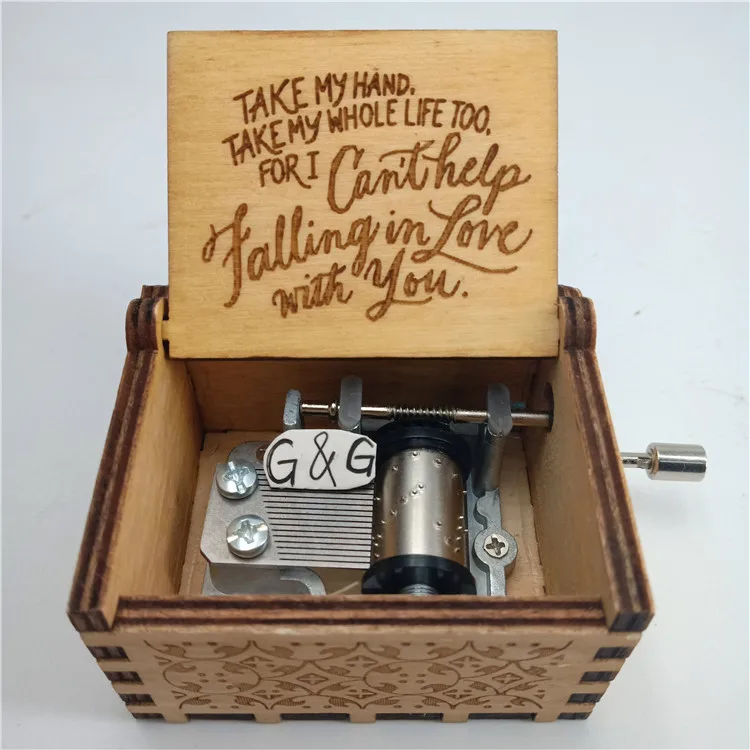 Оптовая продажа, деревянная музыкальная шкатулка с изображением и песнями на заказ, музыкальная шкатулка Красавица и Чудовище