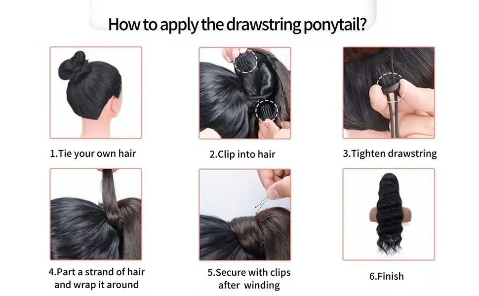 Körperwelle Pferdeschwanz Echthaar Extensions Natürliche Farbe Kordelzug Clip In Haar Brasilianische Remy Frauen_voghion.com