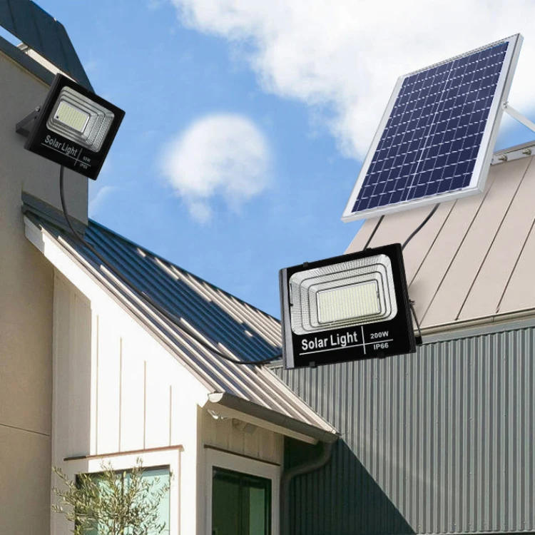 Solar Flood Lights Dusk to Dawn Remote Control Spotlight Solar Security Lighting Fixture for Garage Pathway Lamp