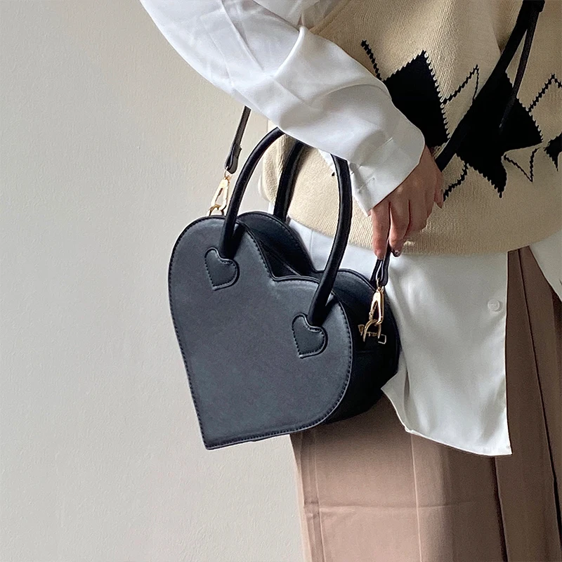 Fashion Love Heart Shape Shoulder Bag Small Handbag Designer Solid