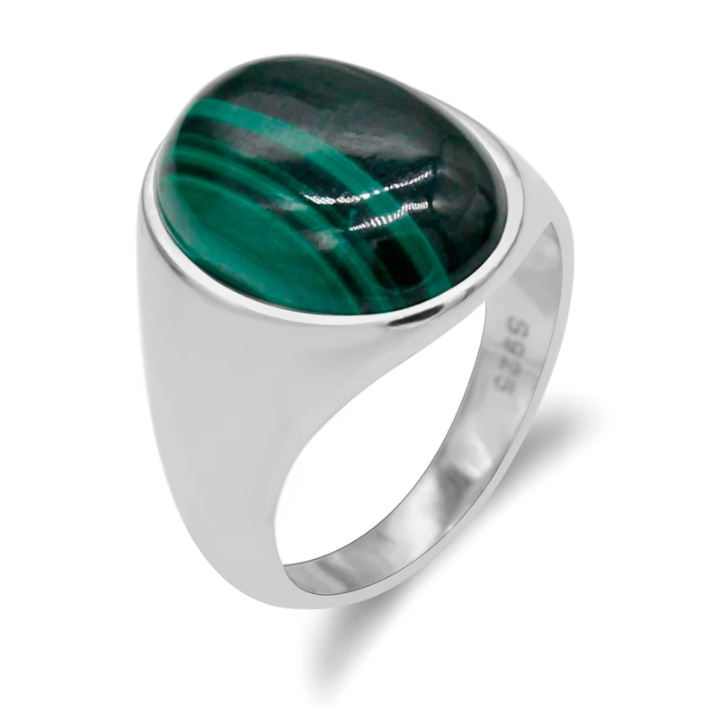 Handmade Ring 925 Sterling Silver Mens Gemstone Ring Wedding Ring Signet Mens Ring Huge Ring Unisex Ring Malachite Men's Ring