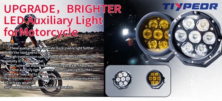 product tiypeor 70w cnc aluminum motorcycle spotlight auxiliary fog driving brighter ip68waterproof led universal lights for off road-2