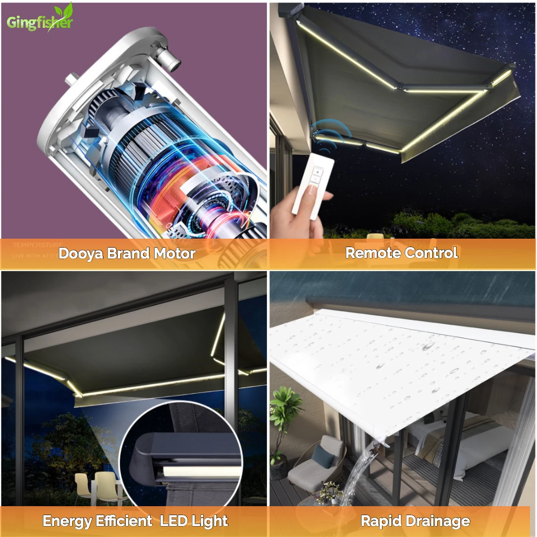 Smart Motorized Retractable Awning For Patio Deck Windows Front Door Caravan Rv Slide Out Awning
