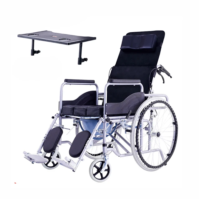 Bath Room and Commode Manual Folding Manual Wheelchair for the Disabled
