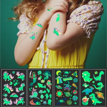 2022 Hongyu Customized Temporary Body Glitter Face Art Kids Luminous Tattoos Sticker For Children Boys