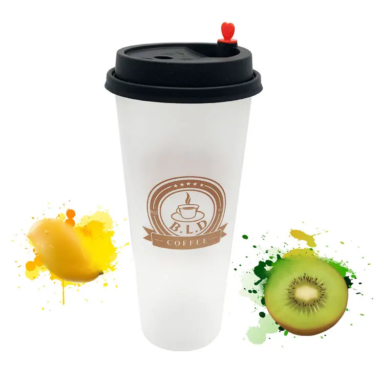 Горячая Распродажа, пластиковая чашка для смузи для ресторана, чашки для кофе 16 унций с крышками по оптовой цене