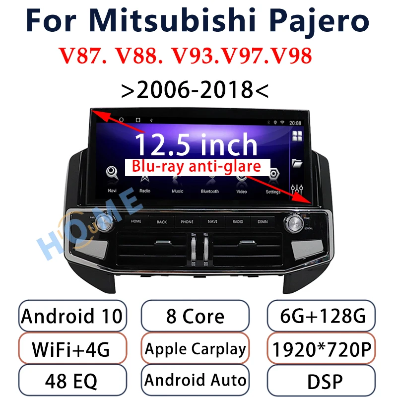 三菱パジェロ V87 V88 V93 V97 V98用 12.5インチ Android 13 カー