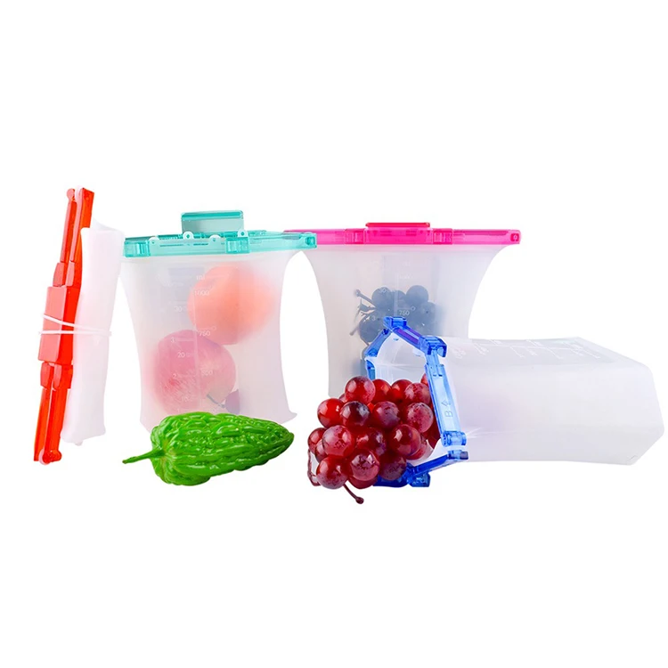 1000ml Custom Food Grade Reusable Silicone Food Zipper Bag Buy