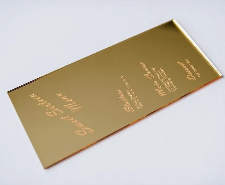 Золотистое зеркало на заказ акриловая Свадебная карта меню с гравировкой