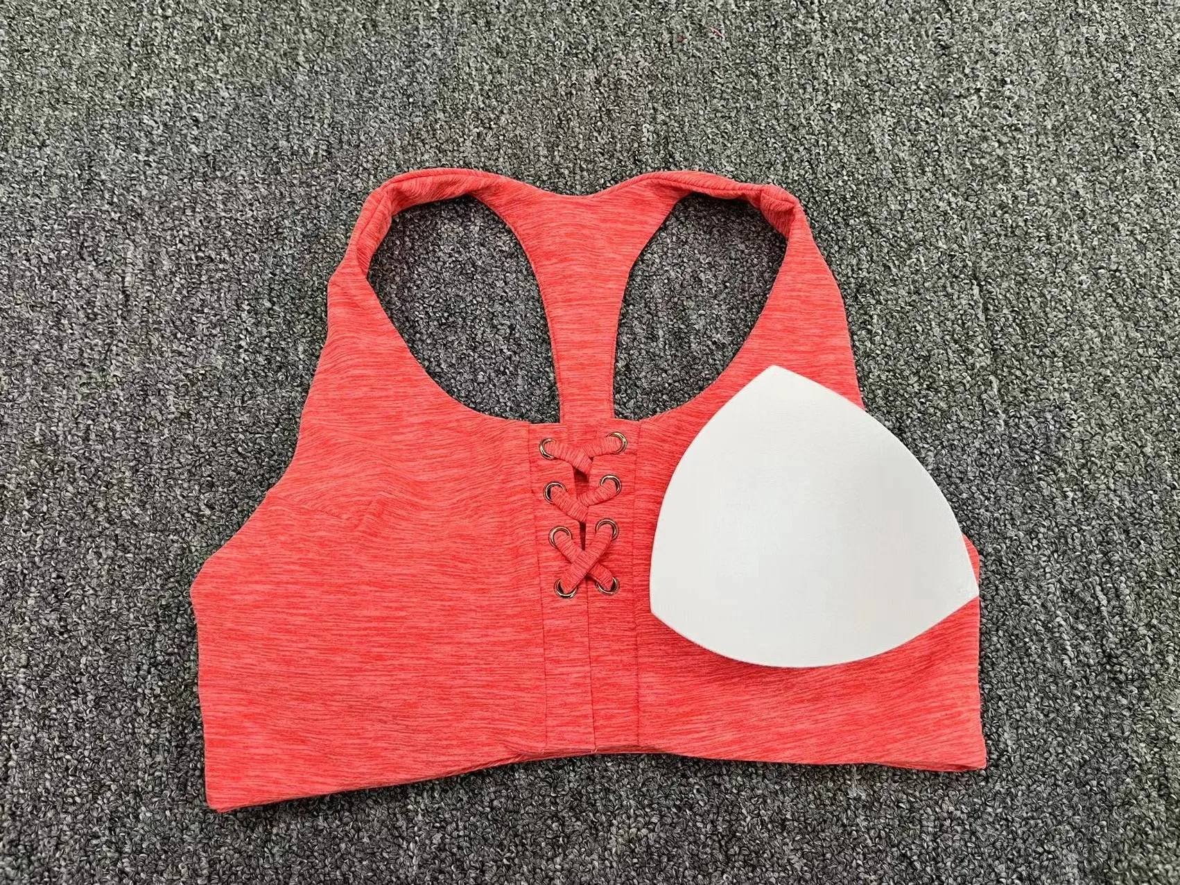 Wholesale Custom Women Running Gym Yoga Bra Athletic Workout Fitness Crop Supportive Removable Pads Fixed Lace Up Sports Bra factory