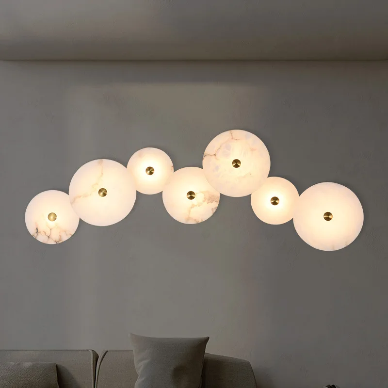 Light Luxury Marble Metal LED Wall Lamp Modern Minimalist Design 3000K Warm Light for Living Room Staircase Corridor Bedroom