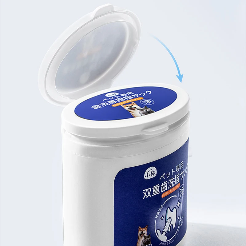 Pet tooth cleaning wet towel double tooth cleaning finger cover cat oral cavity dog tooth cleaning fresh breath products