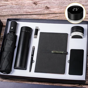 Luxury 7 in 1 Set Business Gift U Disk Thermos Water Speaker Customer Premium Corporate Gift Set with Powerbank