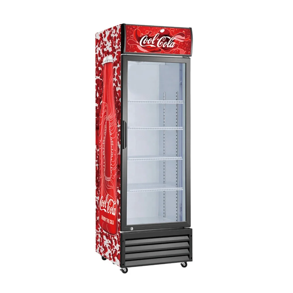 Glass Door Coca Cola Cooler Stand Stand Up Display Freezer Drink