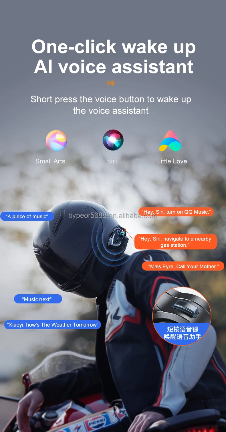 product tiypeor motorcycle helmet bt 53 headset wireless waterproof handsfree call music earphone for riders moto gps headphone-5